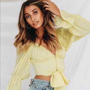 Verge Girl Lemon Yellow Cropped Blouse